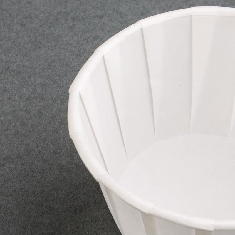 Genpak 250 Piece F100 Capacity Pleated Paper Portion Cup, 1 oz., White - Image 3